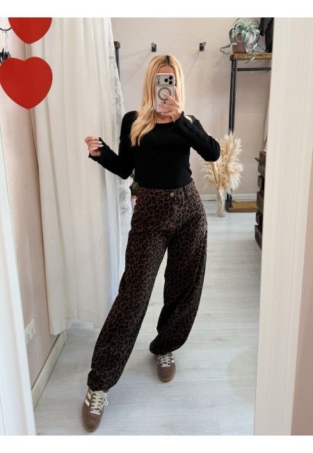 Jeans leopardati balloon