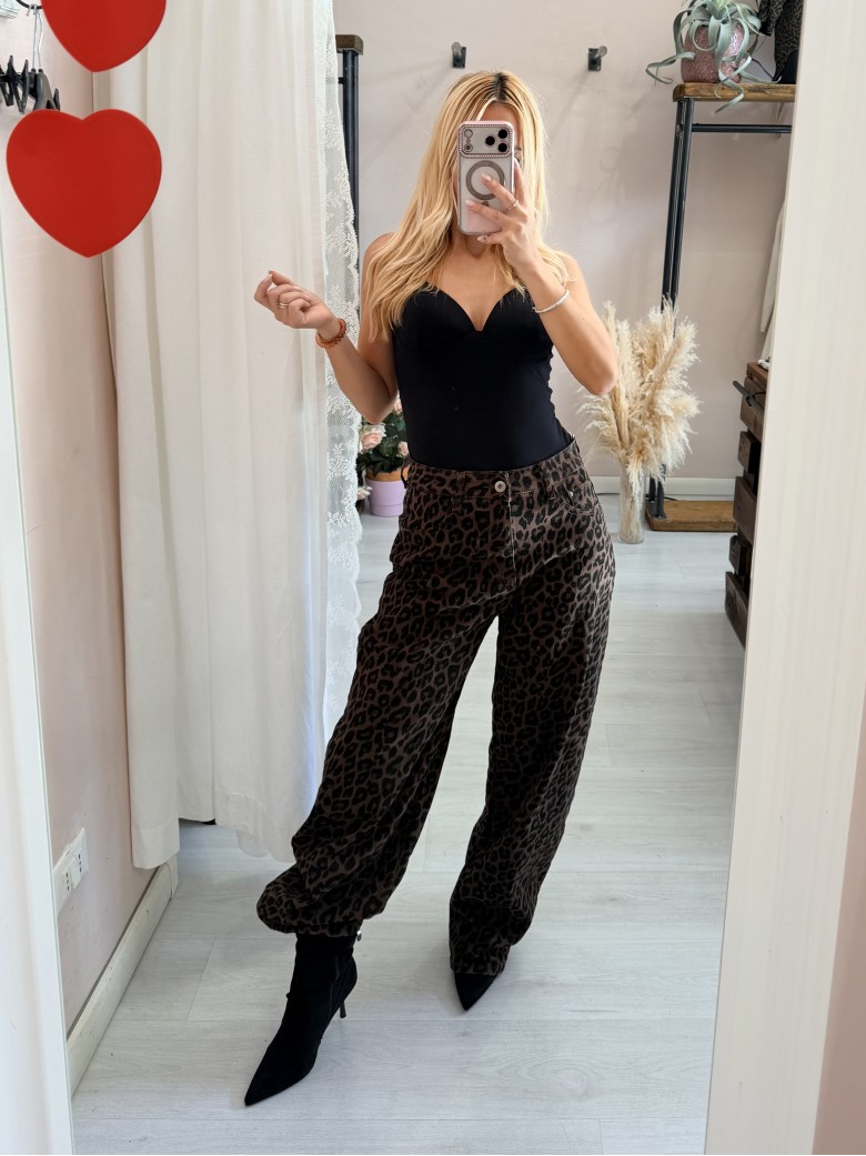 Jeans leopardati balloon