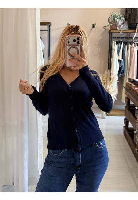 Cardigan bottoncini blu