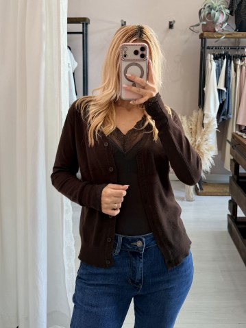 Cardigan bottoncini marrone