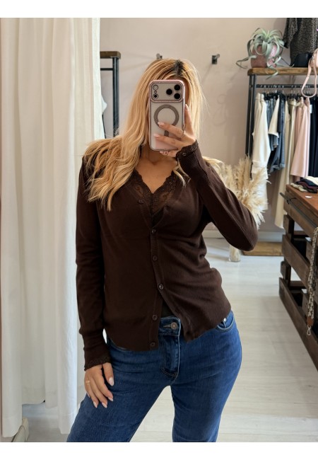 Cardigan bottoncini marrone
