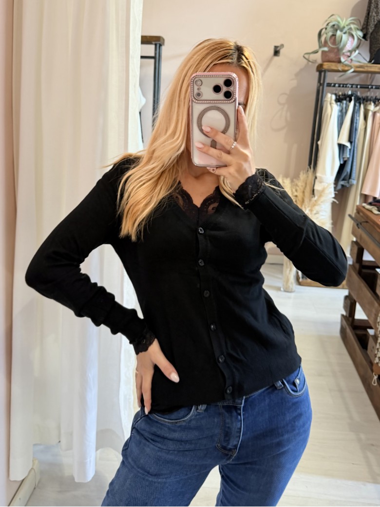 Cardigan bottoncini nero