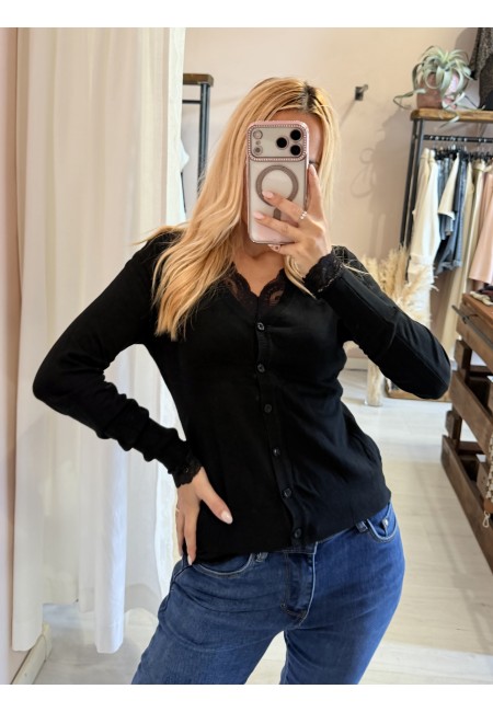 Cardigan bottoncini nero