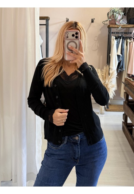 Cardigan bottoncini nero