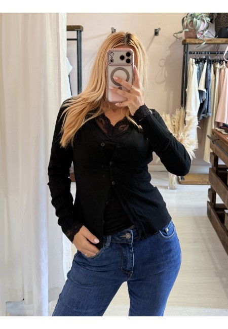 Cardigan bottoncini nero