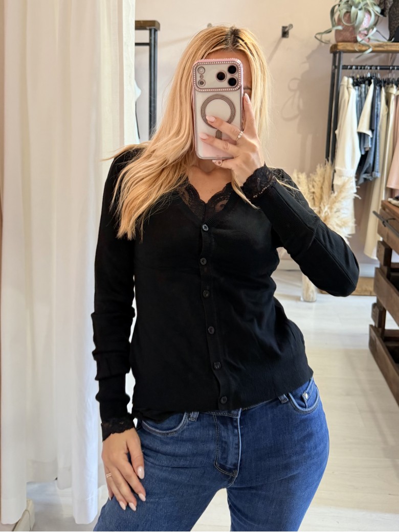 Cardigan bottoncini nero