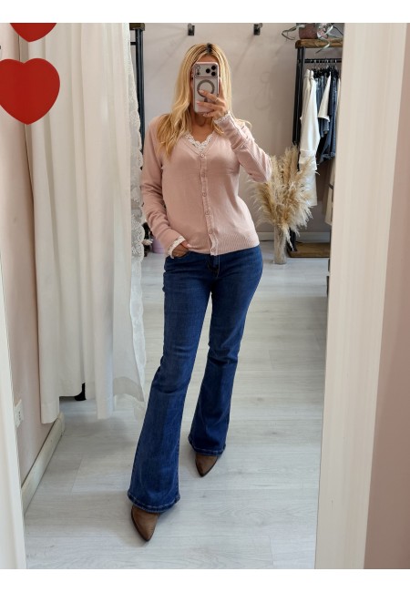 Cardigan bottoncini rosa