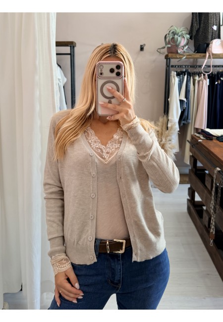 Cardigan bottoncini beige