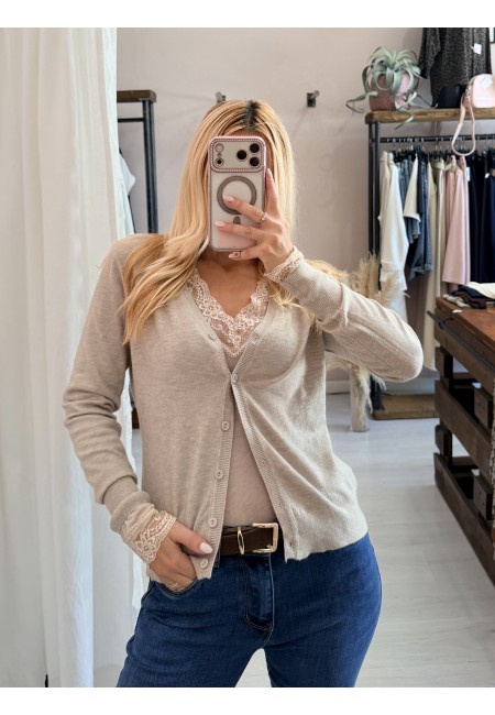 Cardigan bottoncini beige