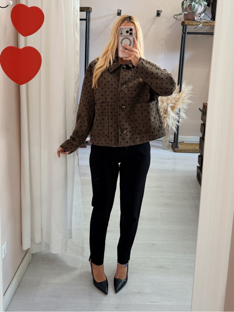 Giacca cappottino cuoricini marrone