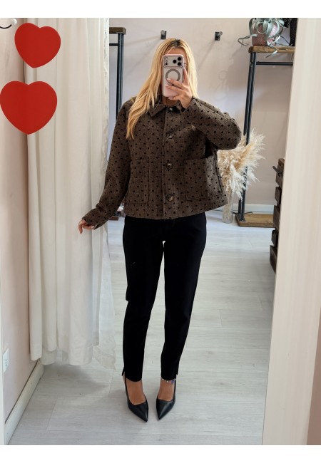 Giacca cappottino cuoricini marrone