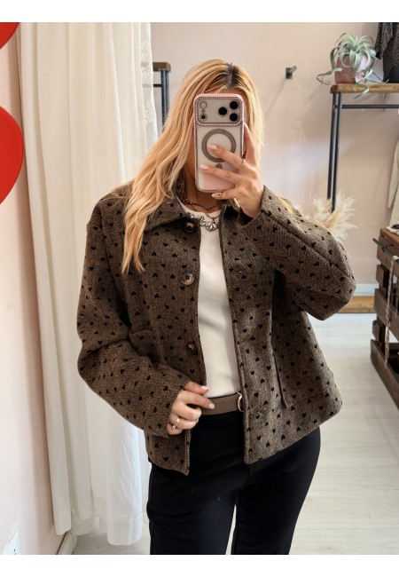 Giacca cappottino cuoricini marrone