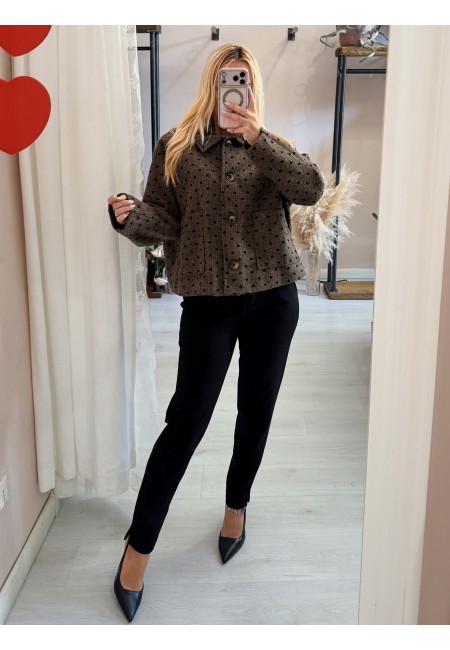 Giacca cappottino cuoricini marrone