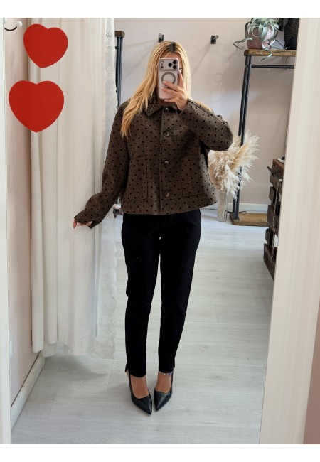 Giacca cappottino cuoricini marrone