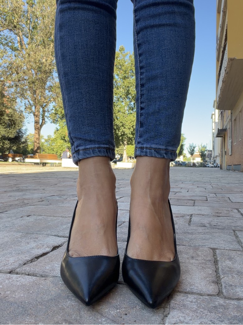 Decoltè slingback nere tacco 8