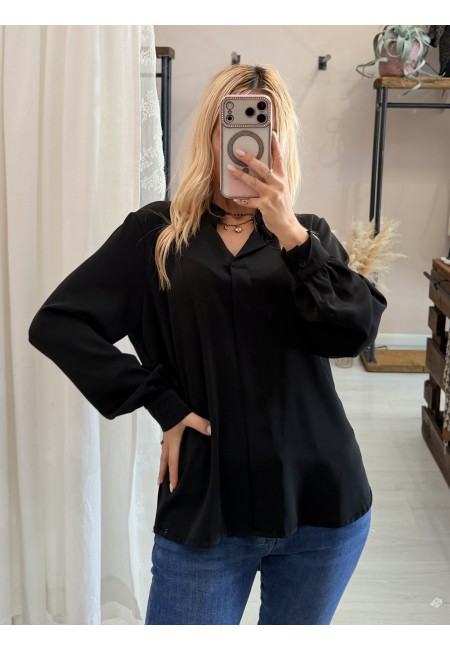 Camicia morbida scollo a v nera
