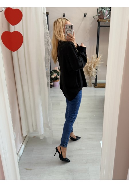 Camicia morbida scollo a v nera