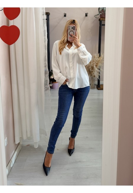 Camicia morbida scollo a v bianca