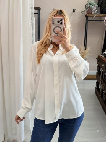 Camicia morbida scollo a v bianca