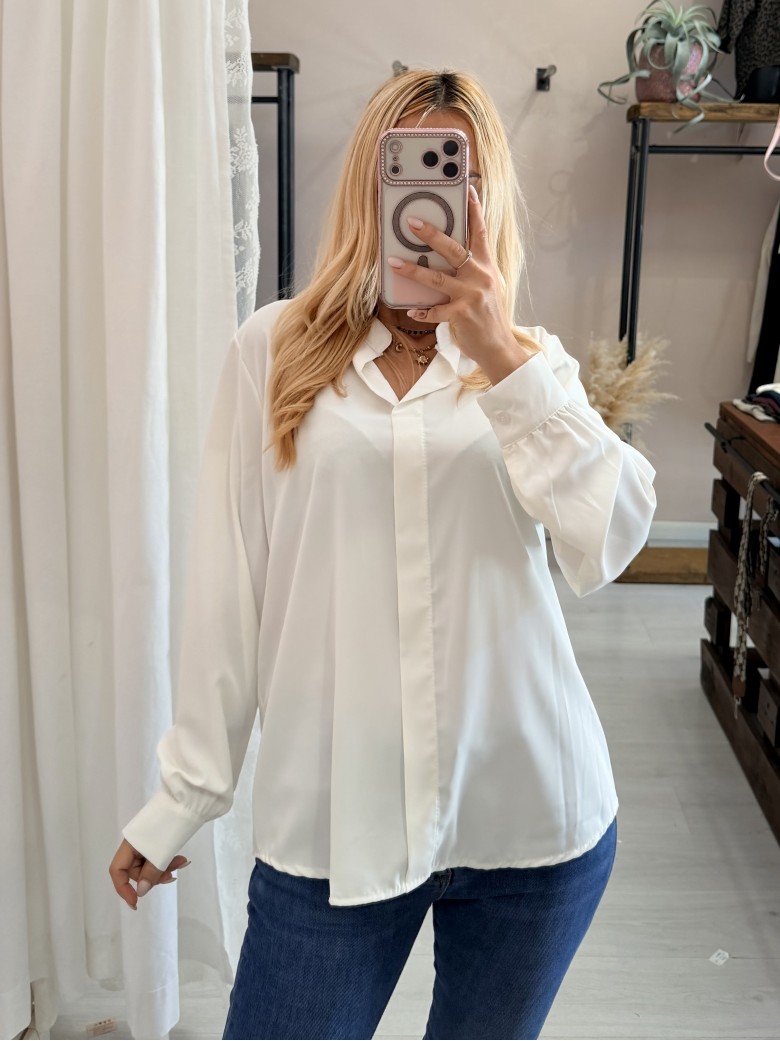 Camicia morbida scollo a v bianca
