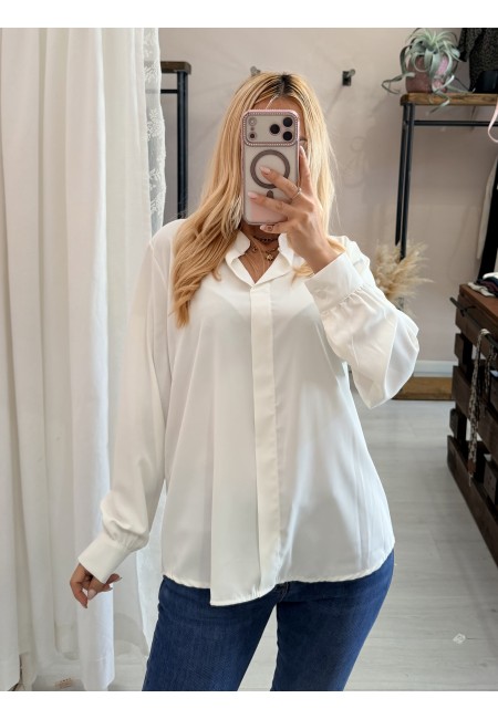 Camicia morbida scollo a v bianca