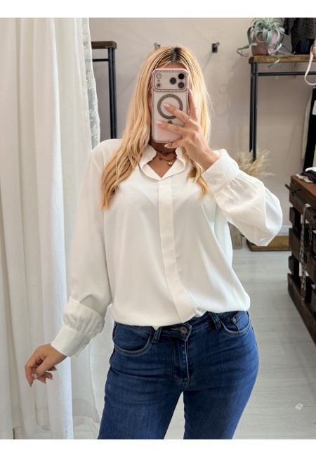 Camicia morbida scollo a v bianca