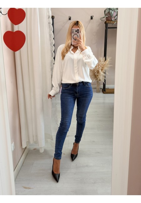 Camicia morbida scollo a v bianca