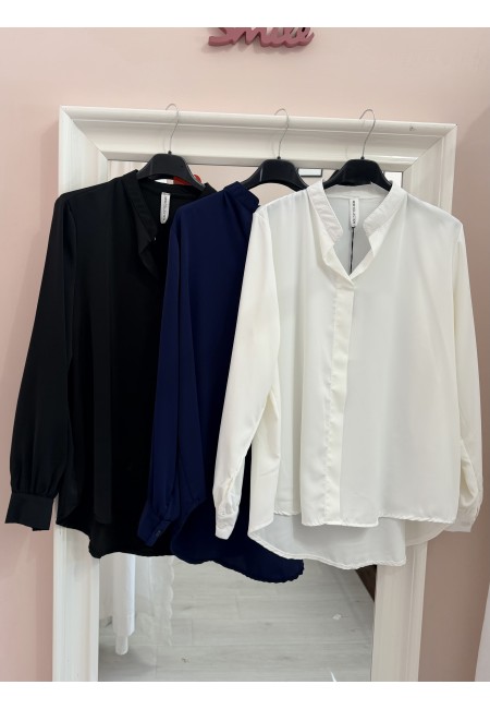 Camicia morbida scollo a v bianca