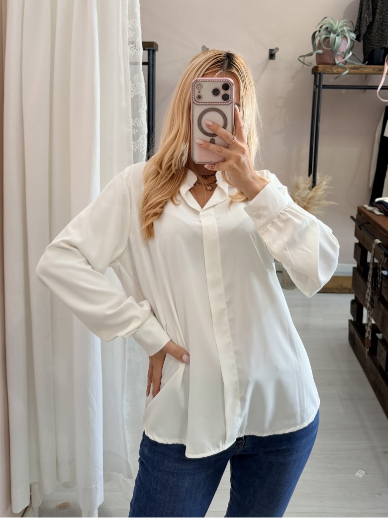Camicia morbida scollo a v bianca