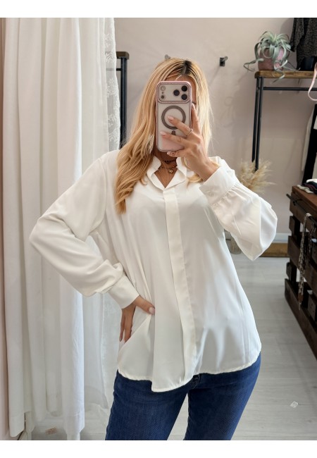 Camicia morbida scollo a v bianca