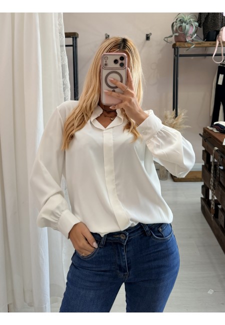 Camicia morbida scollo a v bianca