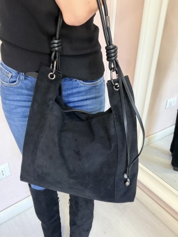 Borsa camoscio morbida nera