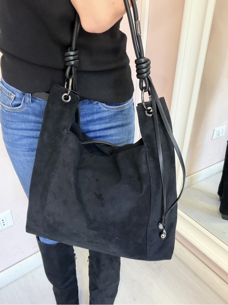 Borsa camoscio morbida nera