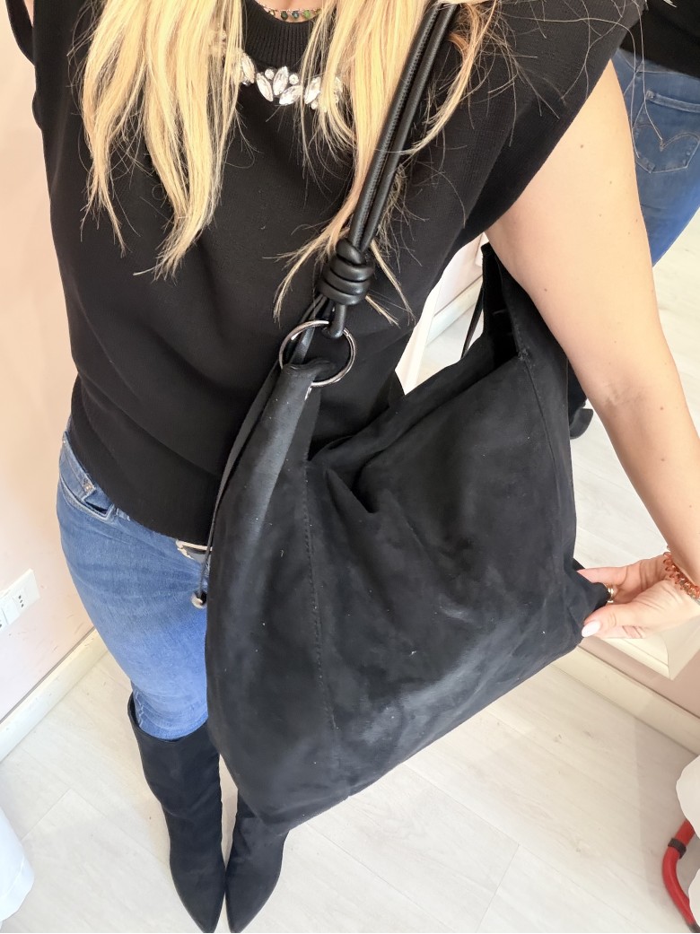 Borsa camoscio morbida nera
