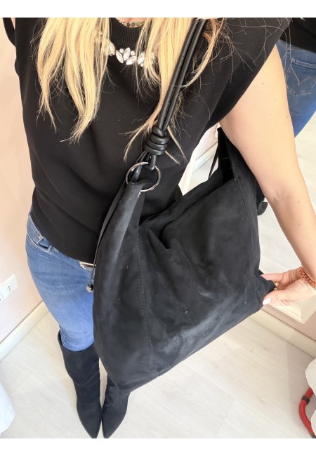 Borsa camoscio morbida nera