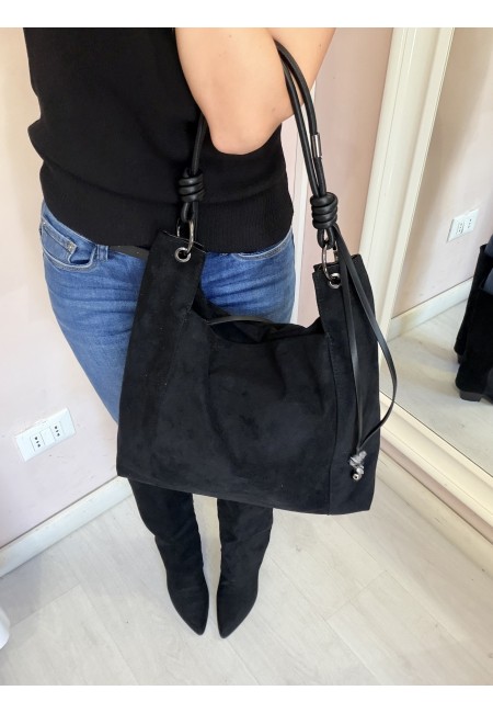 Borsa camoscio morbida nera