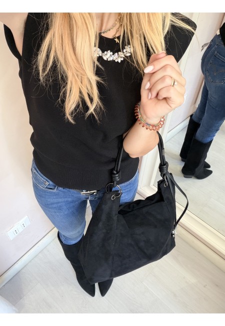 Borsa camoscio morbida nera