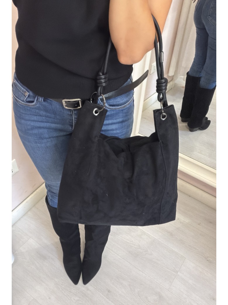 Borsa camoscio morbida nera