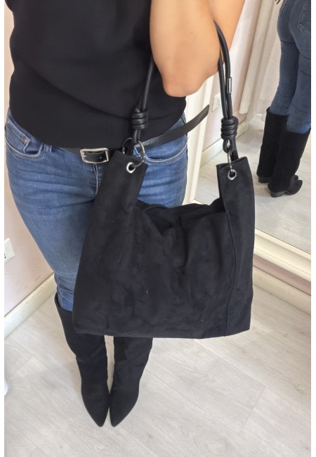 Borsa camoscio morbida nera