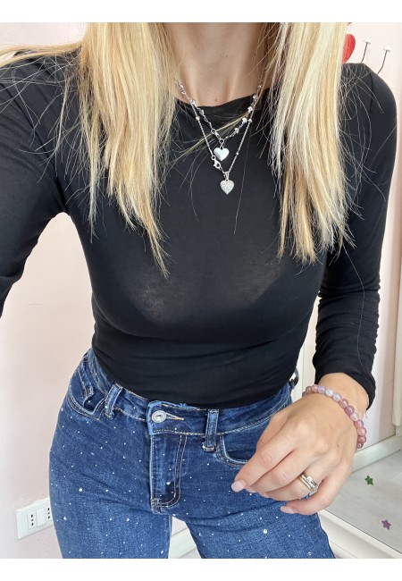 Maglia misto cashmere nera