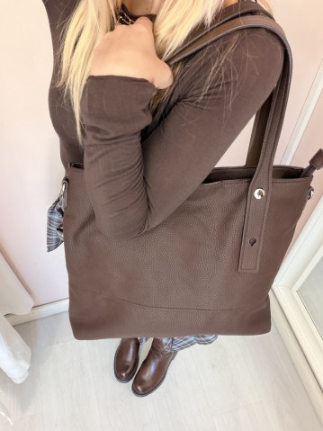 Borsa eco pelle morbida marrone