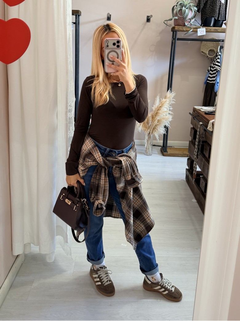 Camicia a quadri marrone