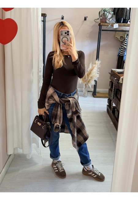 Camicia a quadri marrone