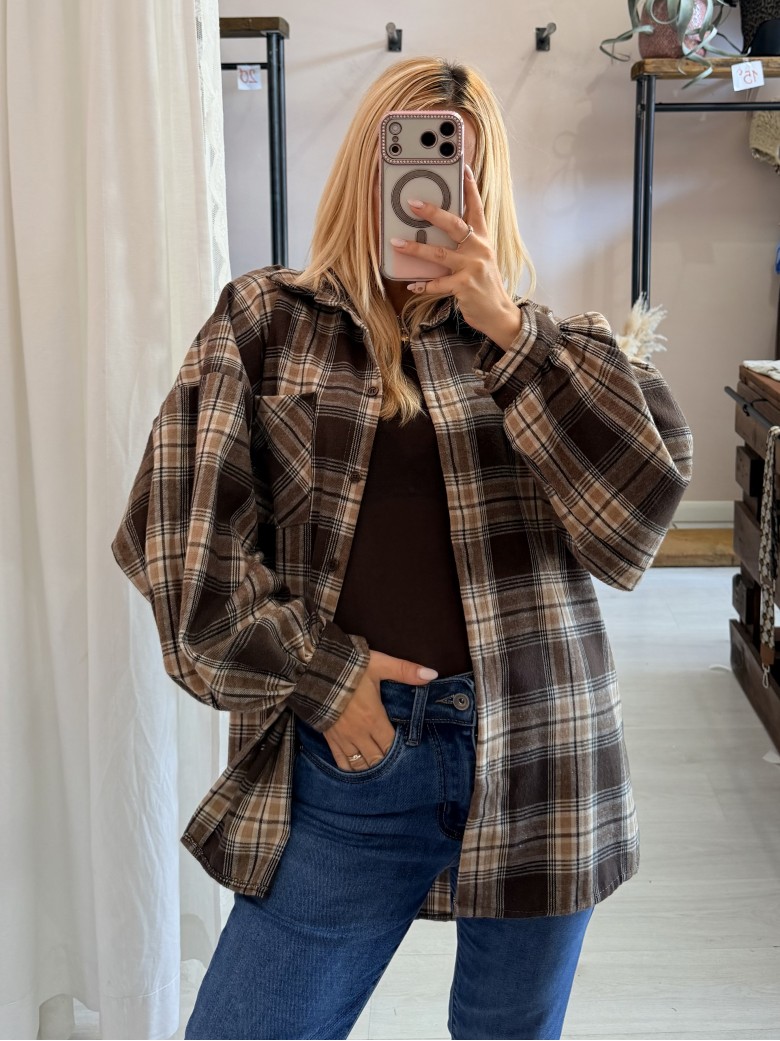 Camicia a quadri marrone