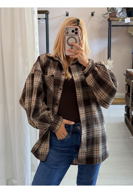 Camicia a quadri marrone