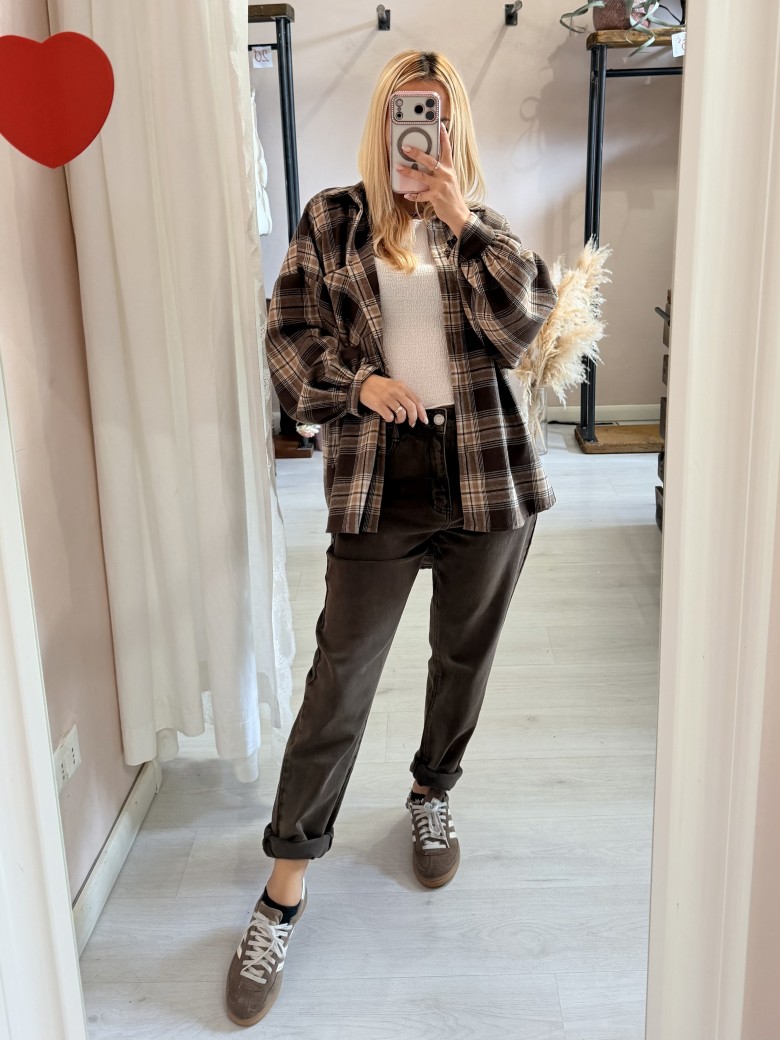 Camicia a quadri marrone
