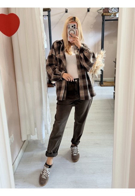 Camicia a quadri marrone