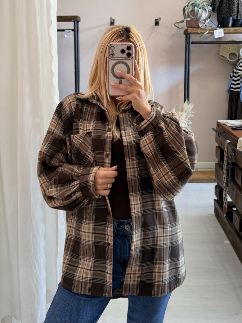 Camicia a quadri marrone