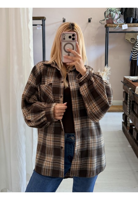 Camicia a quadri marrone