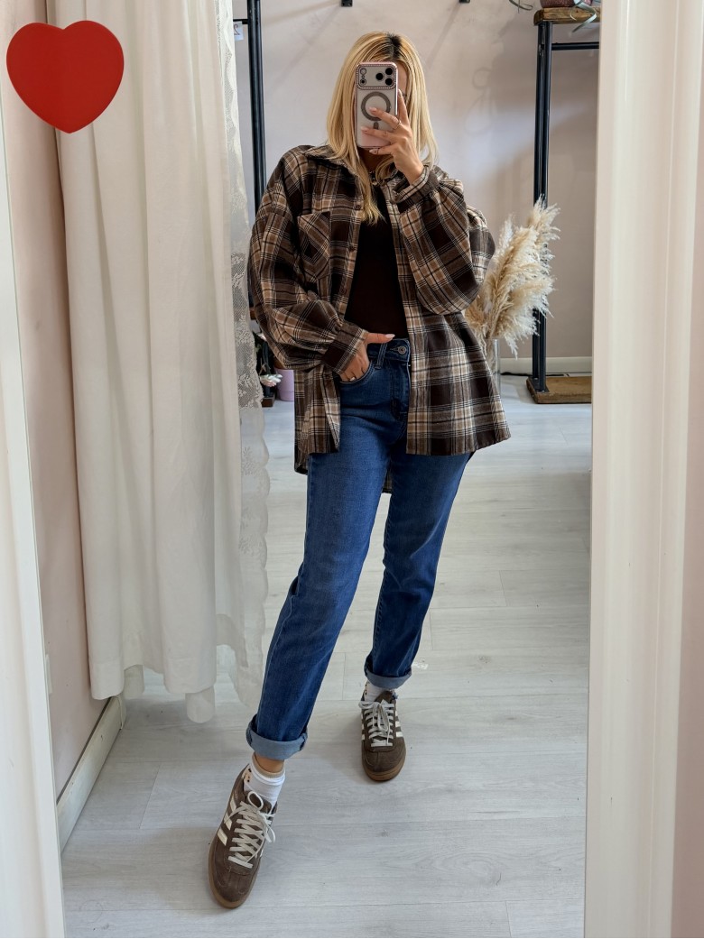 Camicia a quadri marrone